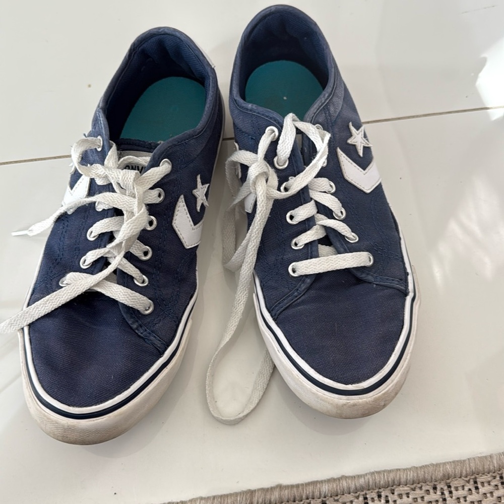 CONVERSE STAR PERLA Navy Canvas Skateboard Low Sneakers size 5.5